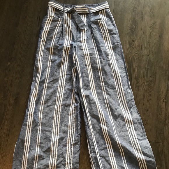 Anthropologie Wide Leg High Waist Tie Pants - Picture 2 of 5